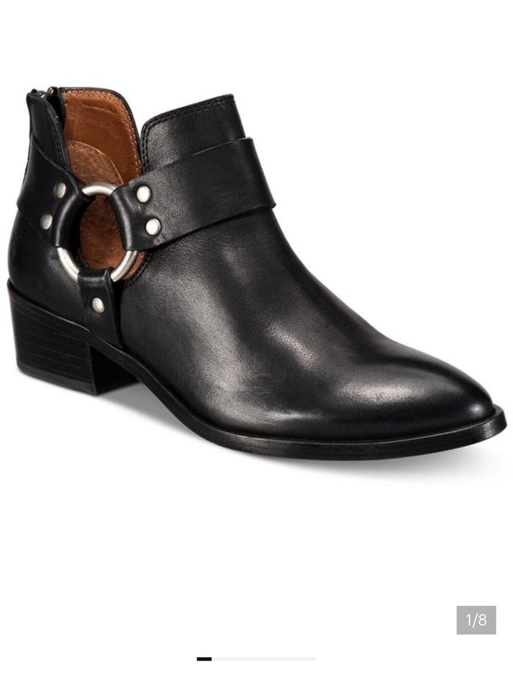 Frye Black Leather Harness Ankle Boots EUC
